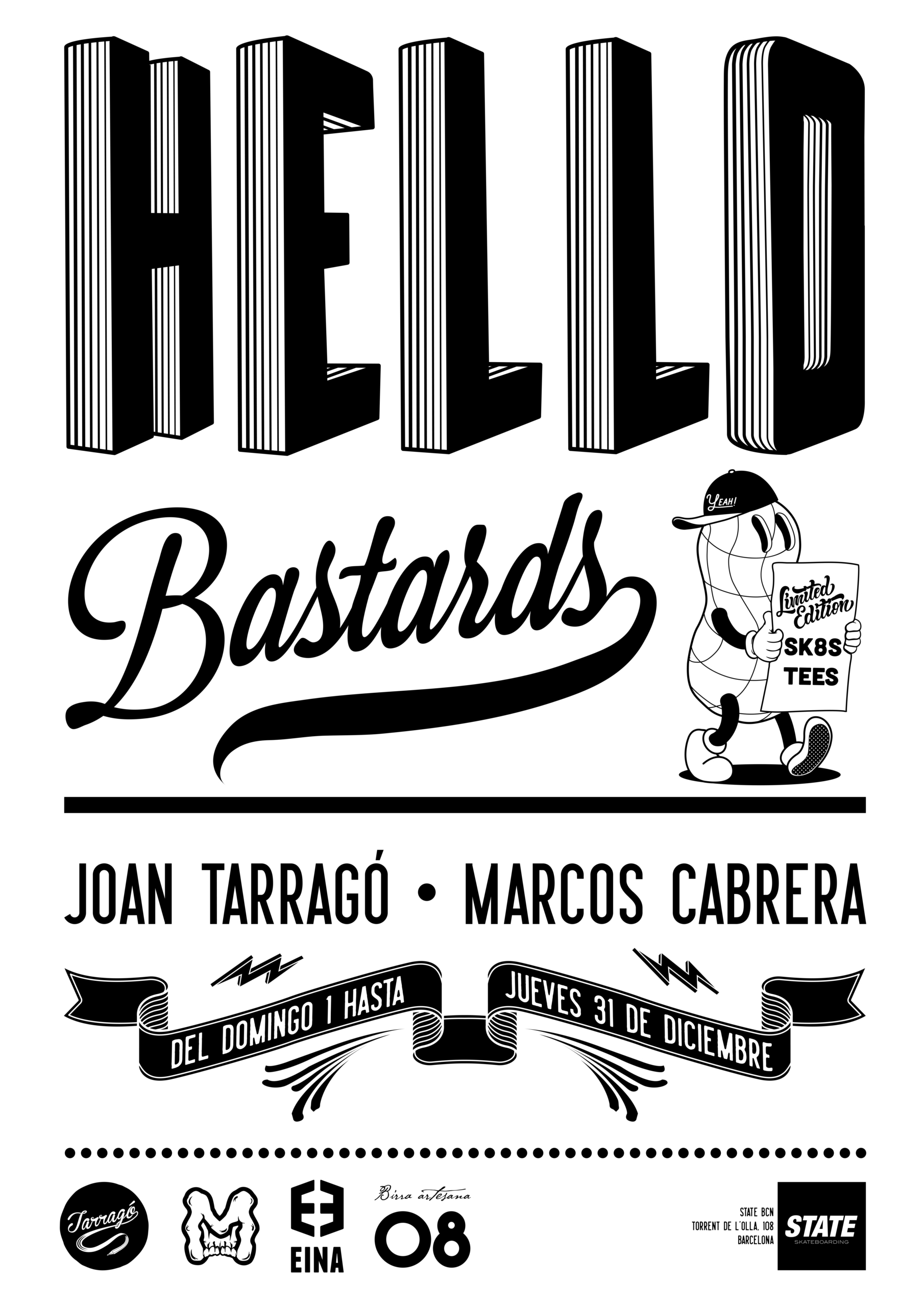 hellobastards-POSTER-A2-expo-joan-tarrago-marcos-cabrera-skateboardculture-skateart-stateart-barcelona-statebcn-state